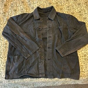 Gray Lightweight Shirt Jacket with Collared Neckline